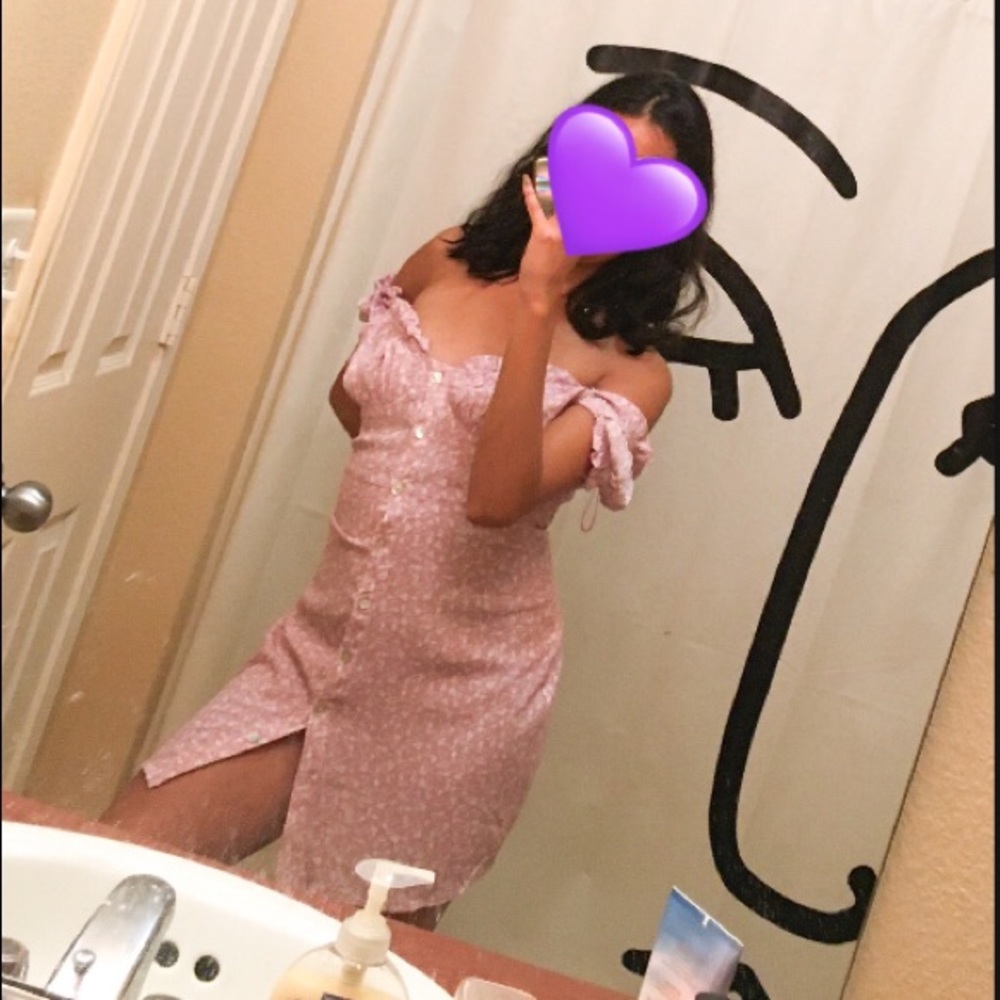 Off shoulder purple dress
